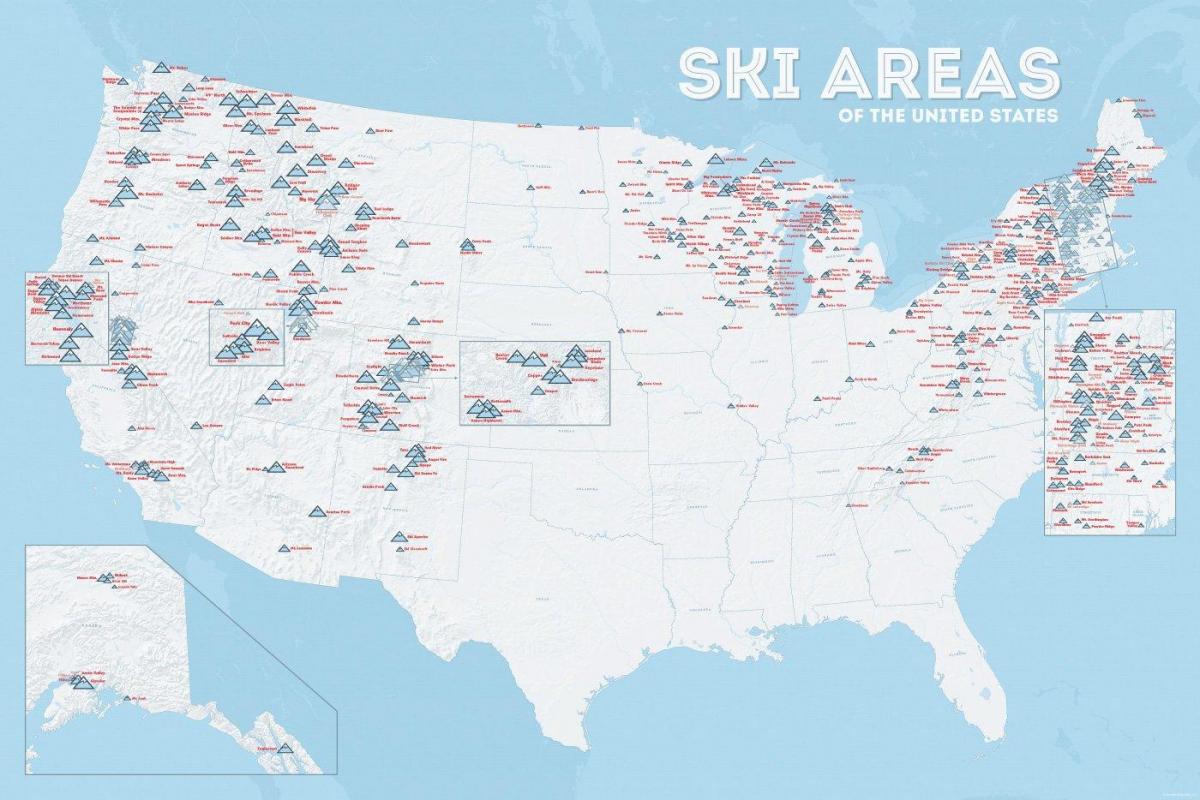 EUA estâncias de esqui mapa