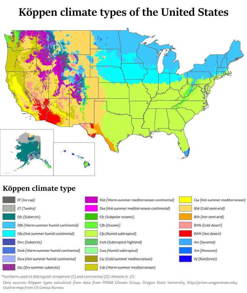 clima mapa EUA