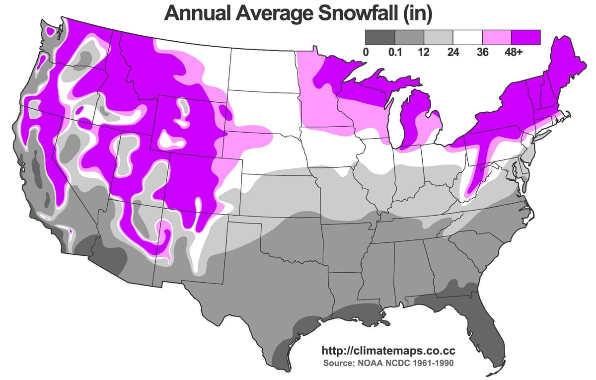 neve mapa EUA