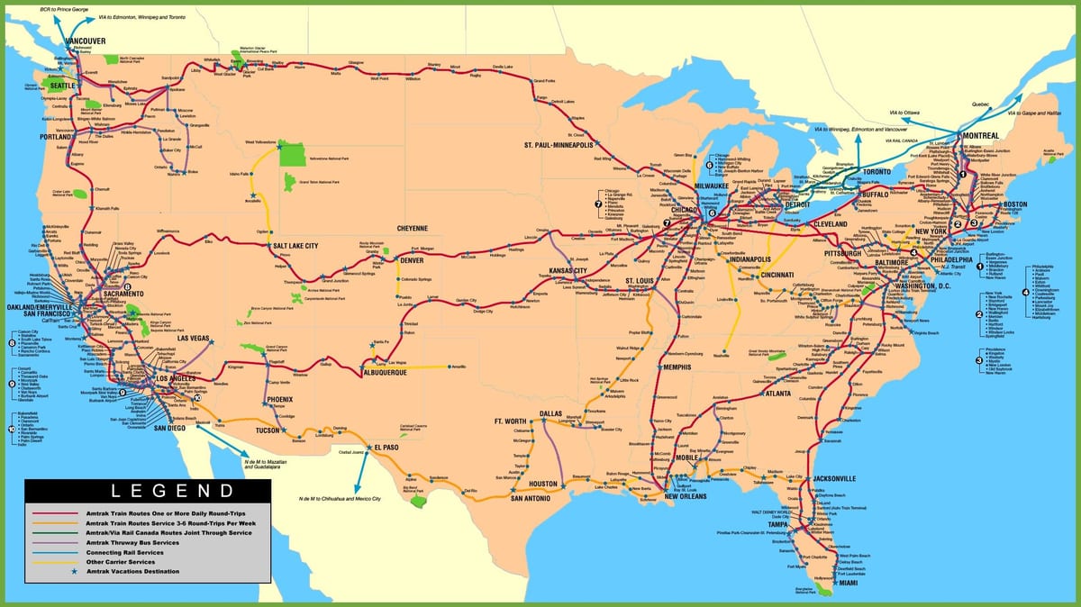 trem do mapa dos EUA