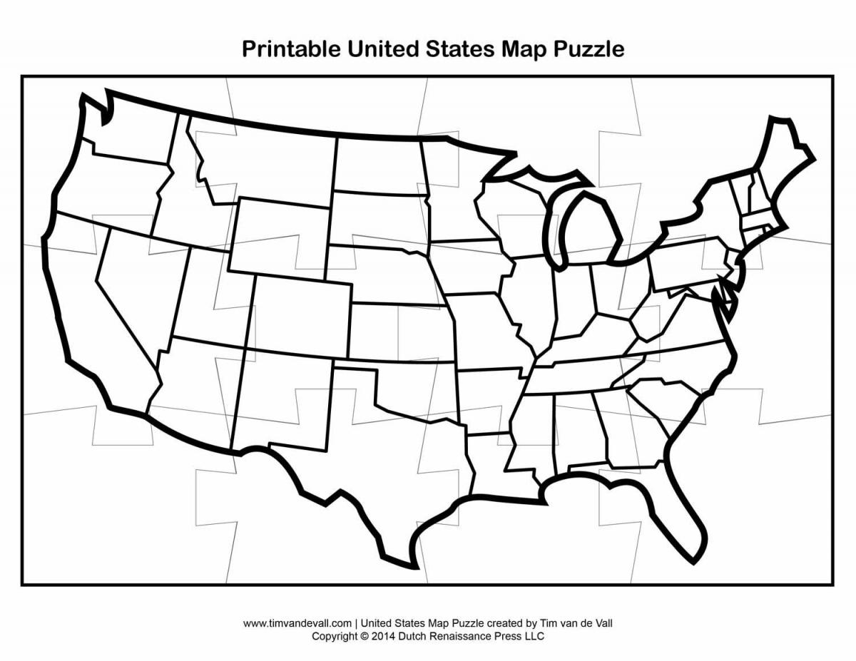 mapa de quebra-cabeça EUA