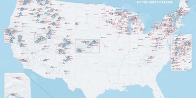 EUA estâncias de esqui mapa