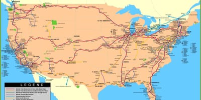 Trem do mapa dos EUA