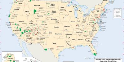Oeste dos EUA mapa com parques nacionais