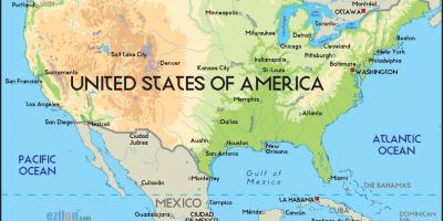 Mapa dos estados unidos da américa com oceanos